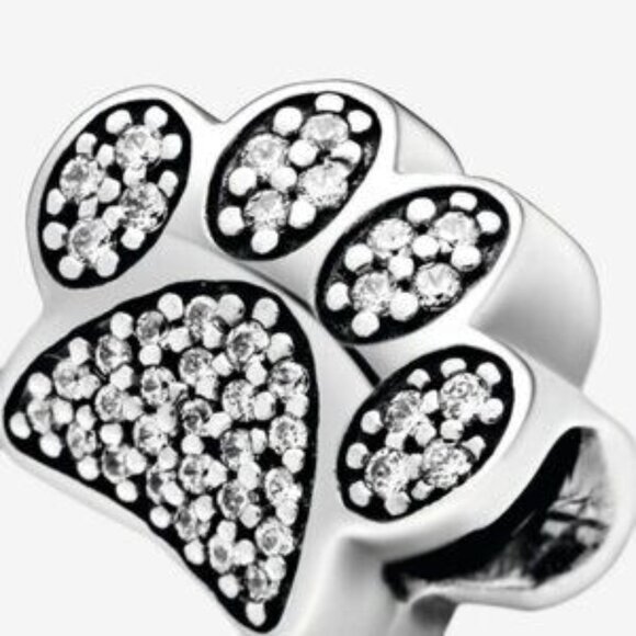 Pandora Dog Paw Print Charm with Clear - Picture 4 of 5